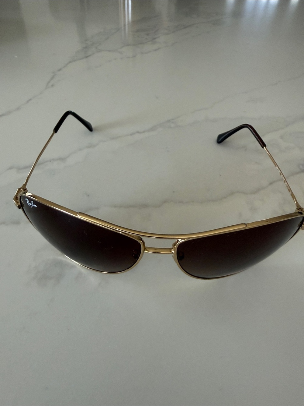 Ray-Ban Gold Frame Sunglasses with Brown Lenses - Picture 3 of 3